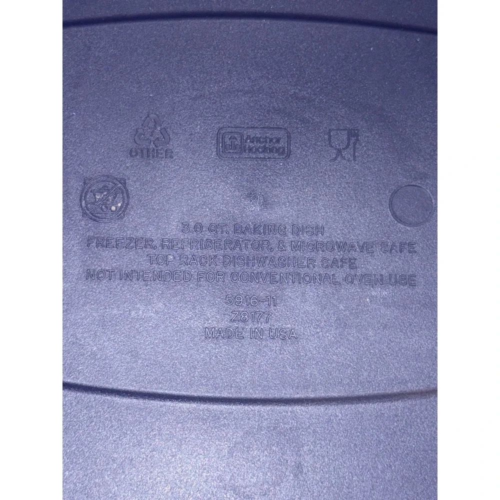 Anchor Hocking Blue 3 Qt Baking Dish Replacement Cover Lid ONLY 5916-11 Z8177